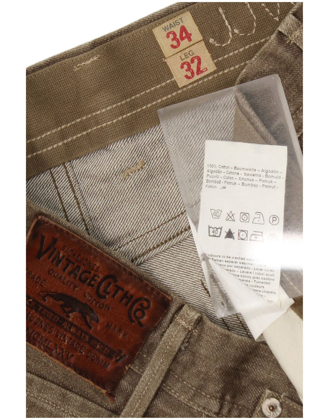 Jeans dritti da uomo Jack & Jones W34 L32 cotone kaki