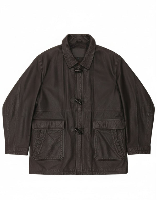 Montgomery da uomo vintage in pelle UK 42 XL in pelle nera