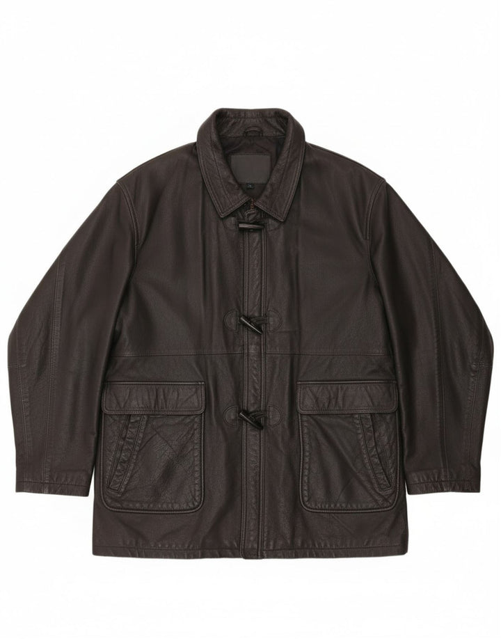 Montgomery da uomo vintage in pelle UK 42 XL in pelle nera