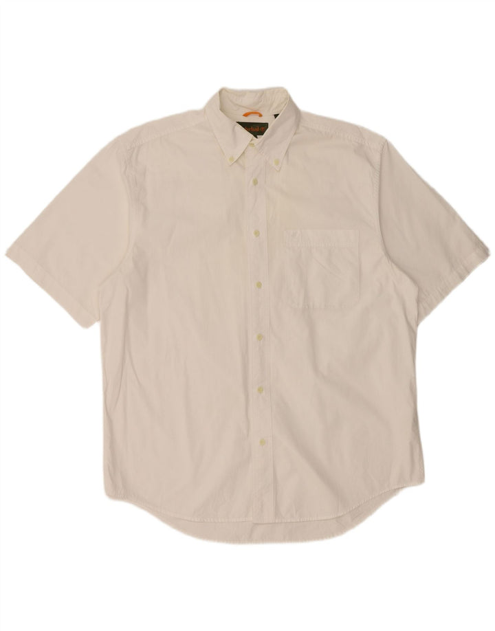 Camicia a maniche corte da uomo Timberland in cotone bianco medio