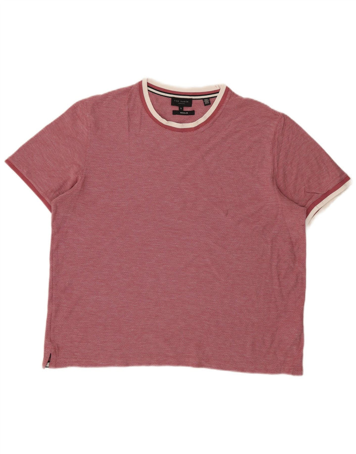 T-shirt regolare da uomo Ted Baker taglia superiore 5 XL cotone rosa