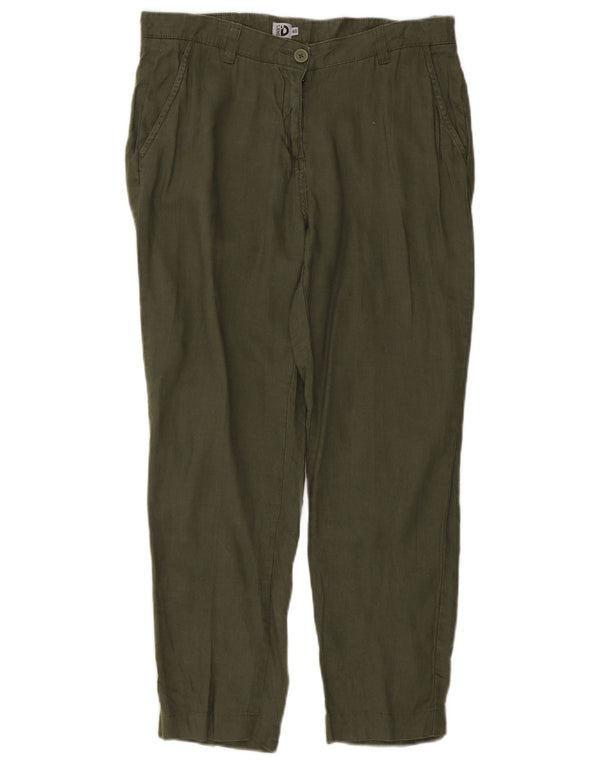 Pantaloni chino affusolati da donna di Dack IT 46 Large W32 L26 Lino verde