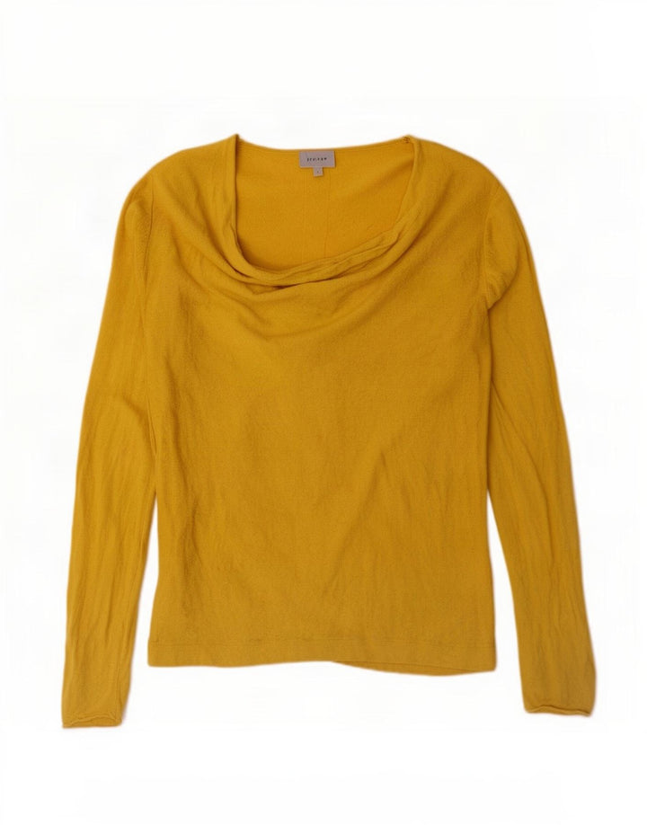 Jigsaw Top da donna a maniche lunghe UK 16 Large Giallo Poliammide