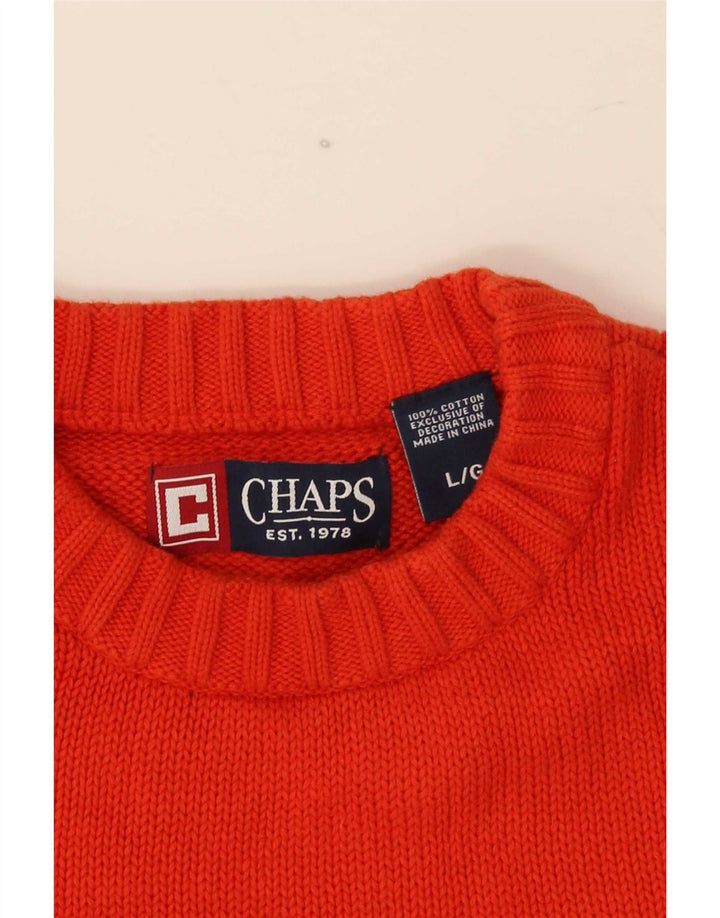 Chaps Uomo Maglione Girocollo Maglione Grande Cotone Arancione