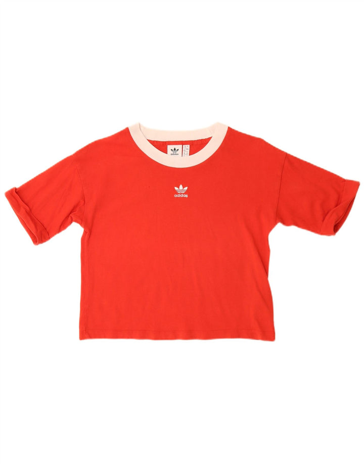 T-shirt corta da donna Adidas UK 12 rosso medio in cotone