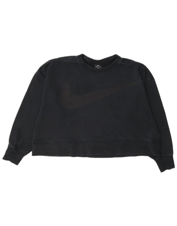 Felpa grafica Nike Dri Fit Crop da donna, taglia UK 16, grande, blu navy