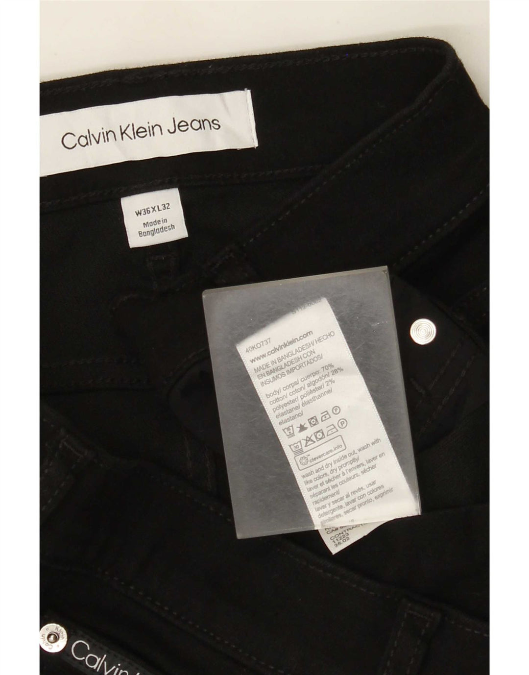 Jeans dritti da uomo Calvin Klein W36 L32 cotone nero