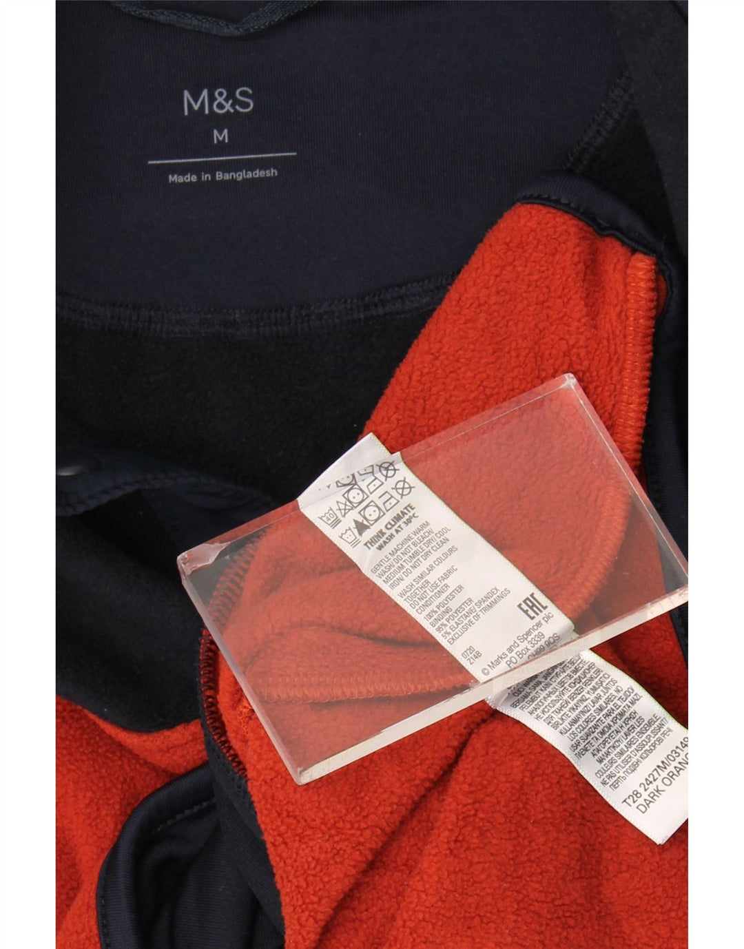 Maglione in pile da uomo Marks & Spencer con bottone e color block arancione medio