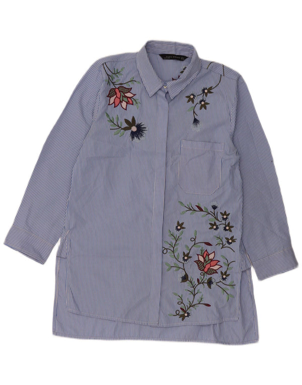 Maglia Zara da donna con maniche a 3/4 UK 12 gessato blu medio