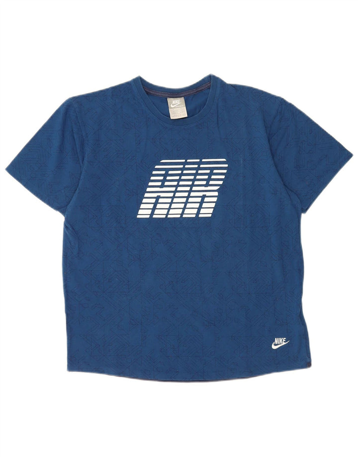 T-shirt grafica da uomo Nike Air Top in cotone geometrico blu medio