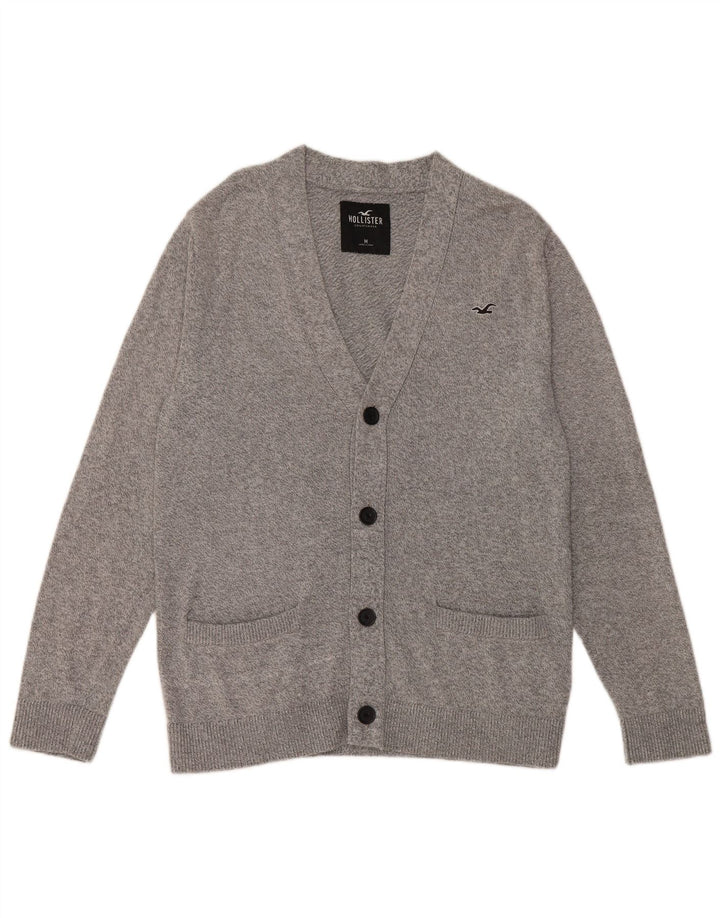 Maglione cardigan da donna Hollister in cotone screziato grigio medio