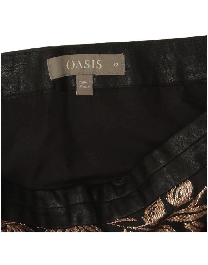 Minigonna da donna Oasis UK 12 media W30 nera floreale