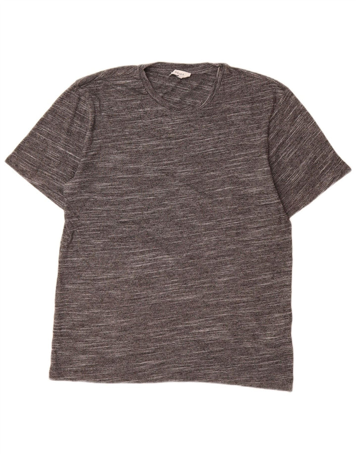 T-shirt da uomo Reiss Top in cotone chiazzato grigio medio