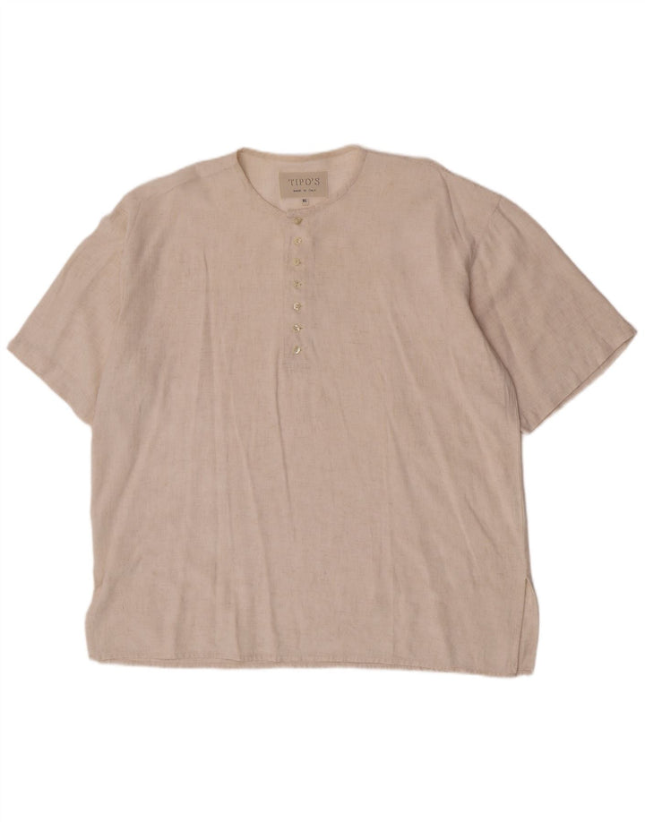Camicia pullover a maniche corte da uomo Tipo' S XL in viscosa beige