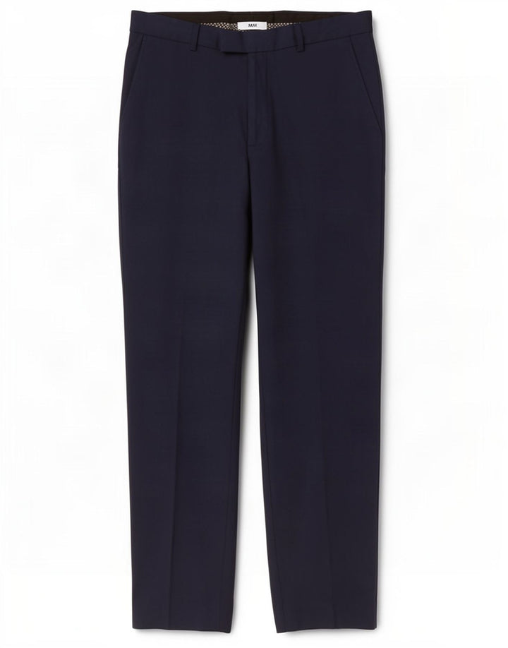 Pantaloni da abito slim da uomo Marks & Spencer W32 L31 poliestere blu navy