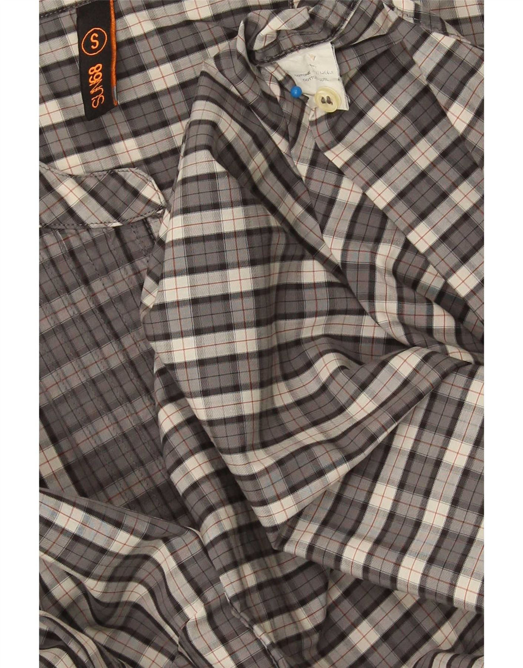 Camicia pullover da donna Sun68 UK 10 piccolo cotone a quadri grigio