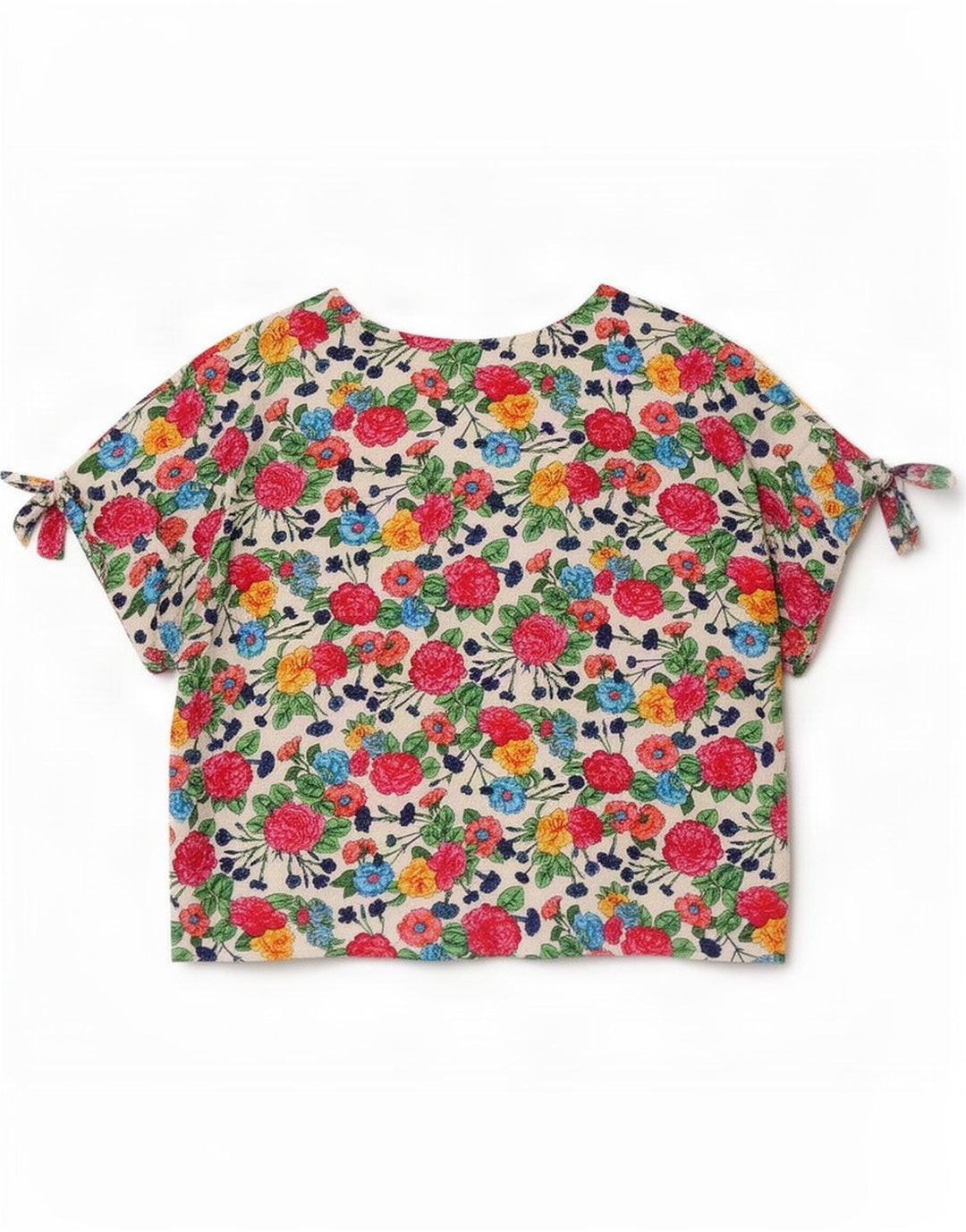 Top corto da donna vintage in camicetta UK 14 floreale multicolore medio