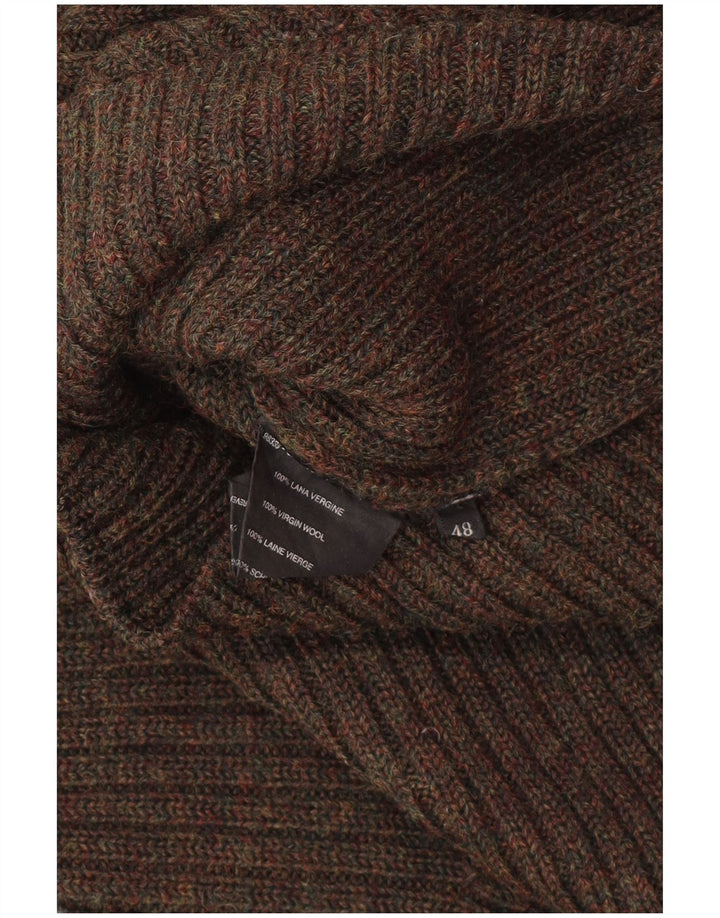 PRADA Maglione da donna con collo con zip IT 48 XL Lana vergine marrone