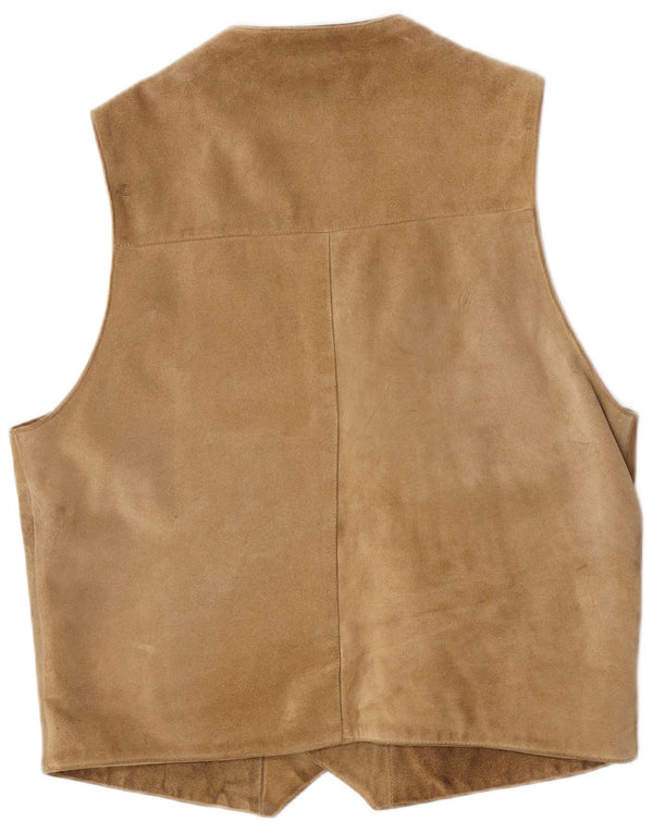Gilet in pelle scamosciata da uomo Camel Active XL in pelle beige