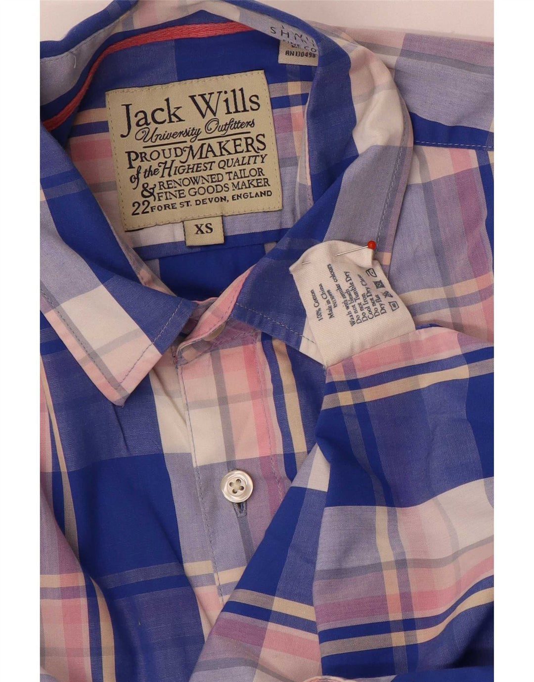 Camicia da uomo Jack Wills XS in cotone a quadri blu