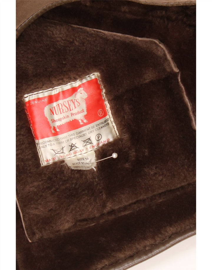 Giacca in shearling da donna Nurseys UK 16 Grande pelle di pecora marrone