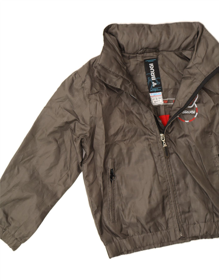 BRUGI Boys Graphic Hooded Rain Jacket 3-4 Years Khaki Polyester Vintage Brugi and Second-Hand Brugi from Messina Hembry 