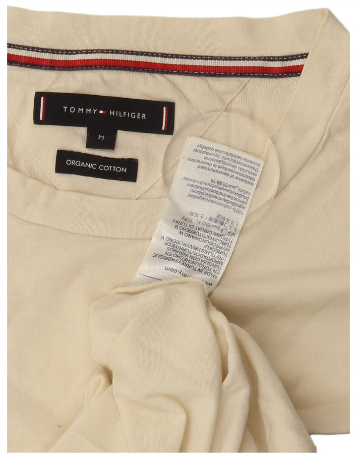 TOMMY HILFIGER Womens T-Shirt Top UK 14 Medium Beige Cotton
