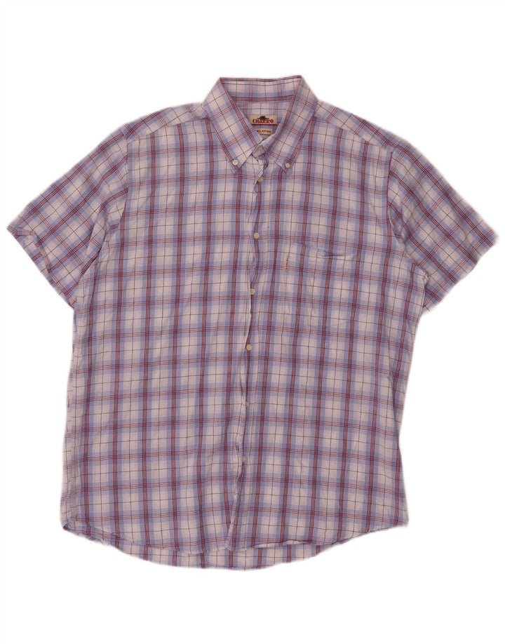 Camicia a maniche corte da uomo Charro XL in cotone a quadri viola