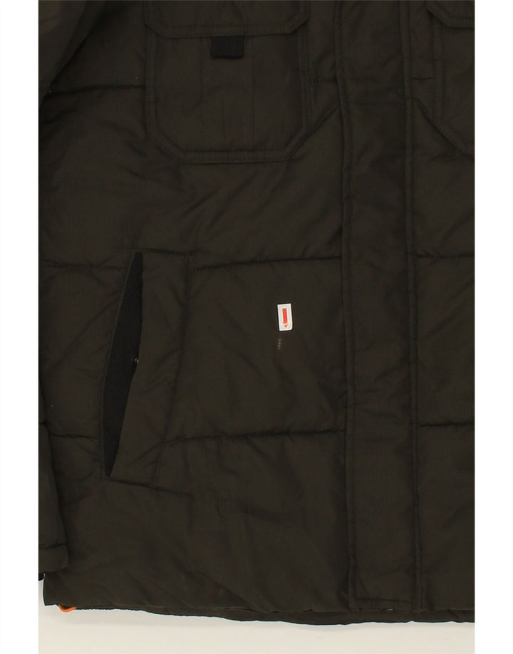 JACK & JONES Mens Hooded Padded Jacket UK 36 Small Khaki Vintage Jack & Jones and Second-Hand Jack & Jones from Messina Hembry 