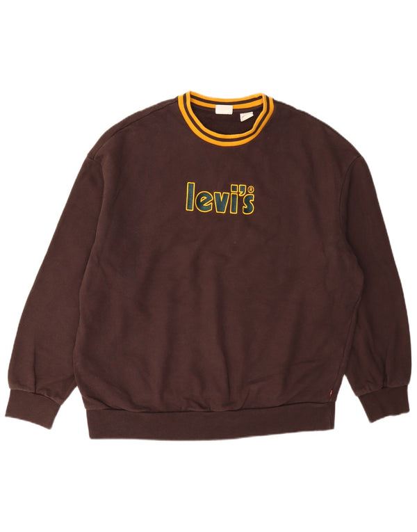 Levi's Felpa da uomo con grafica ampia e vestibilità ampia, XS, cotone marrone