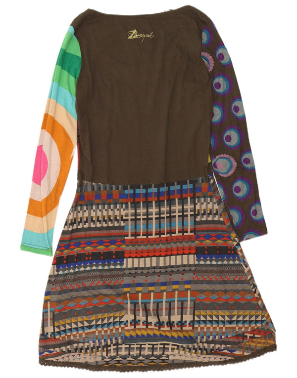 Desigual Abito da donna a linea A con grafica UK 12 Medio multicolore geometrico