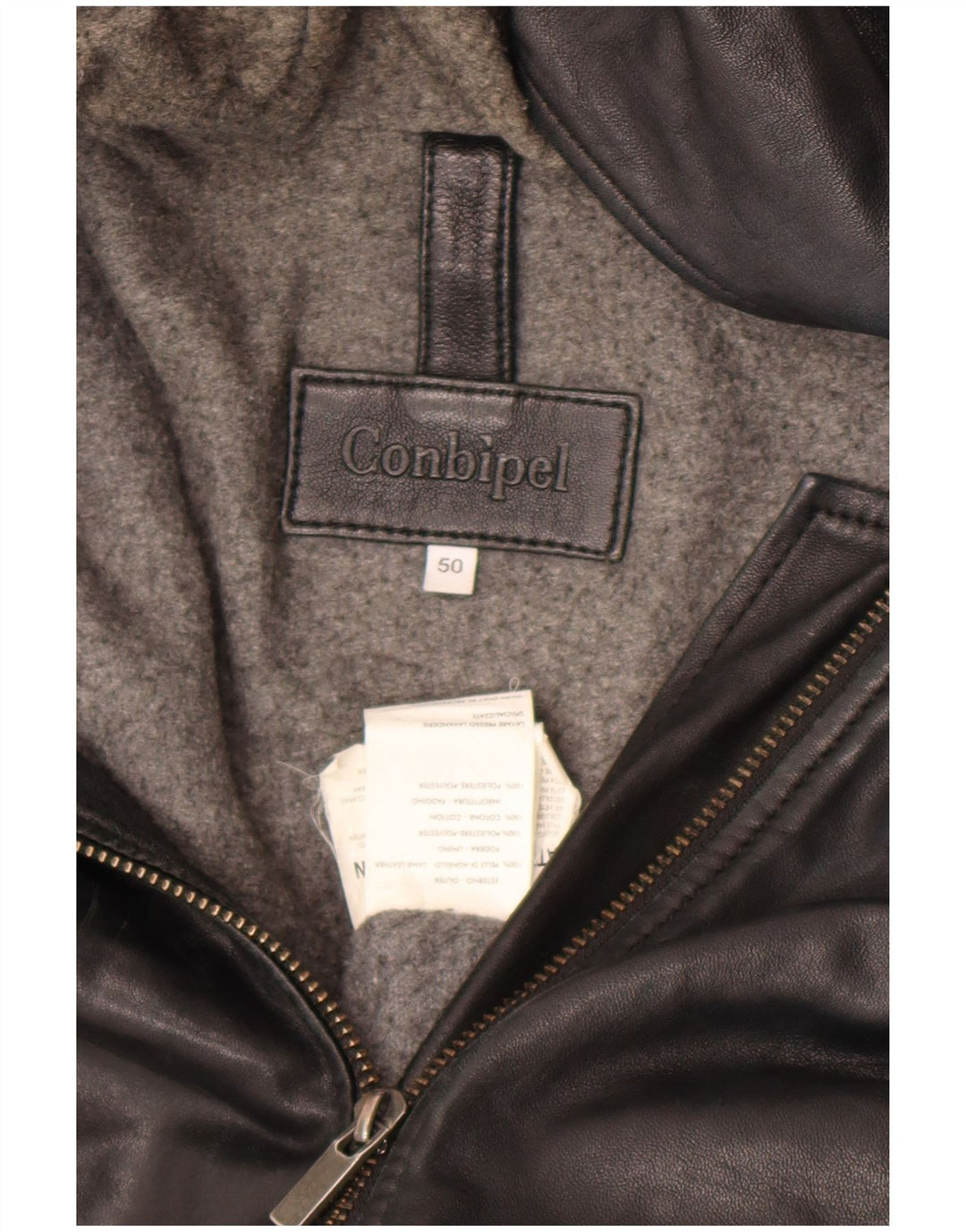 Giacca in Pelle Uomo Conbipel con Cappuccio IT 50 Large Pelle di Agnello Nera