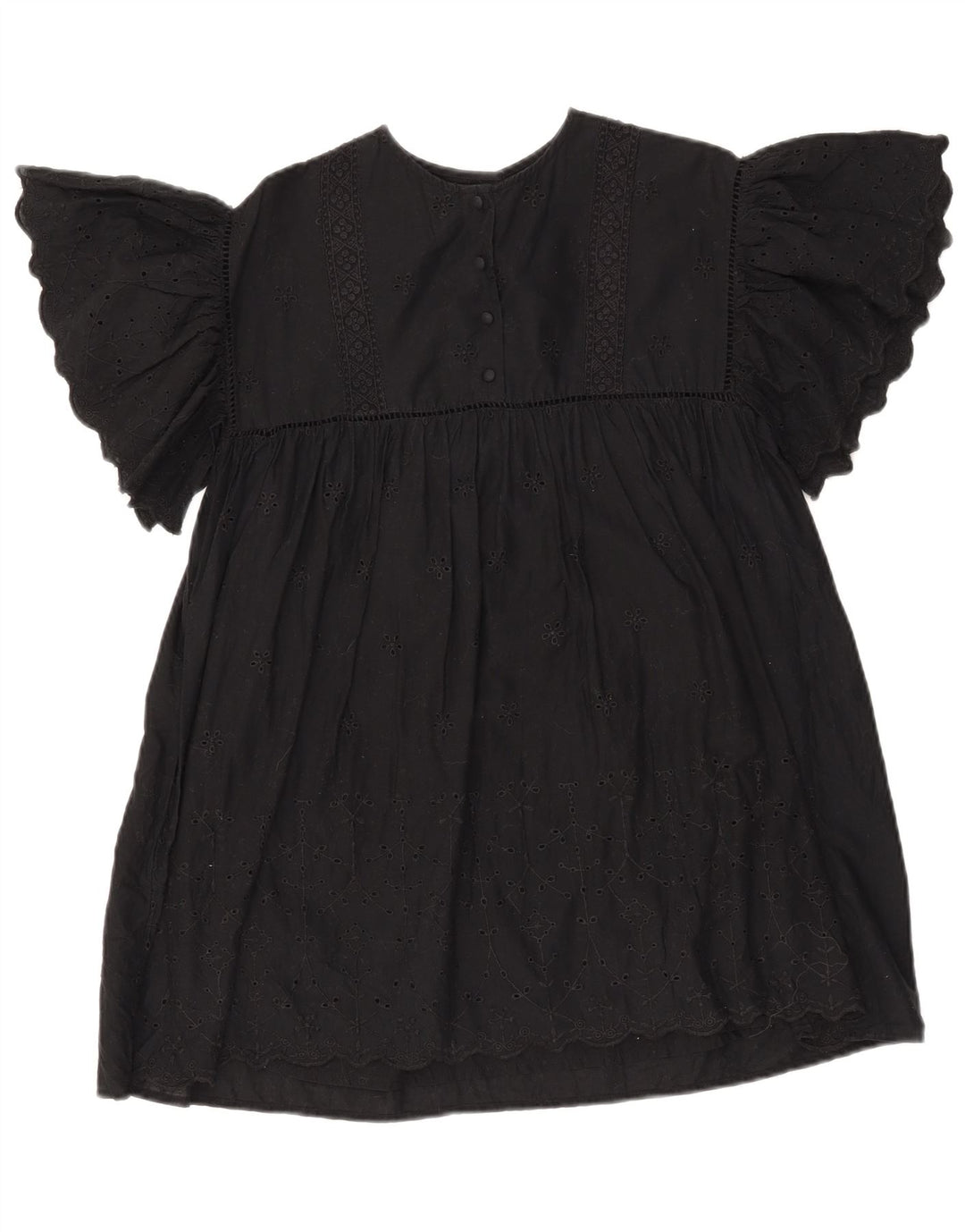 Abito a trapezio per bambine ZARA a pipistrello 9-10 anni in cotone floreale nero
