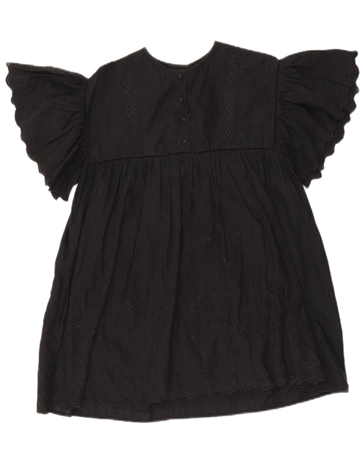 Abito a trapezio per bambine ZARA a pipistrello 9-10 anni in cotone floreale nero