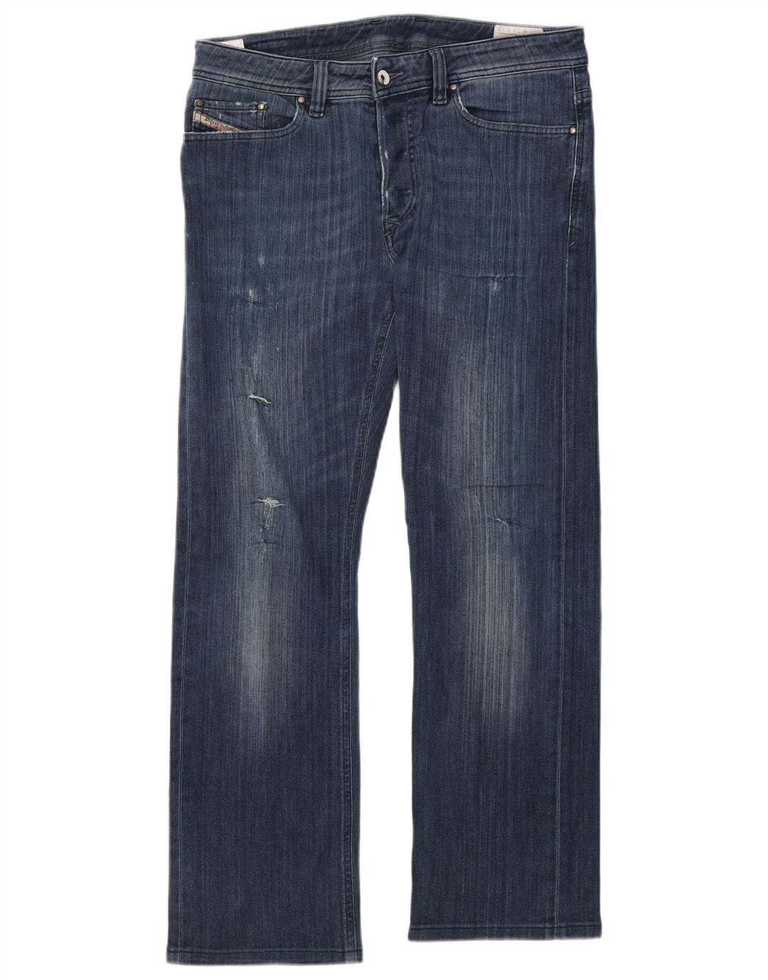 DIESEL Jeans dritti viker da uomo invecchiati W33 L32 cotone blu