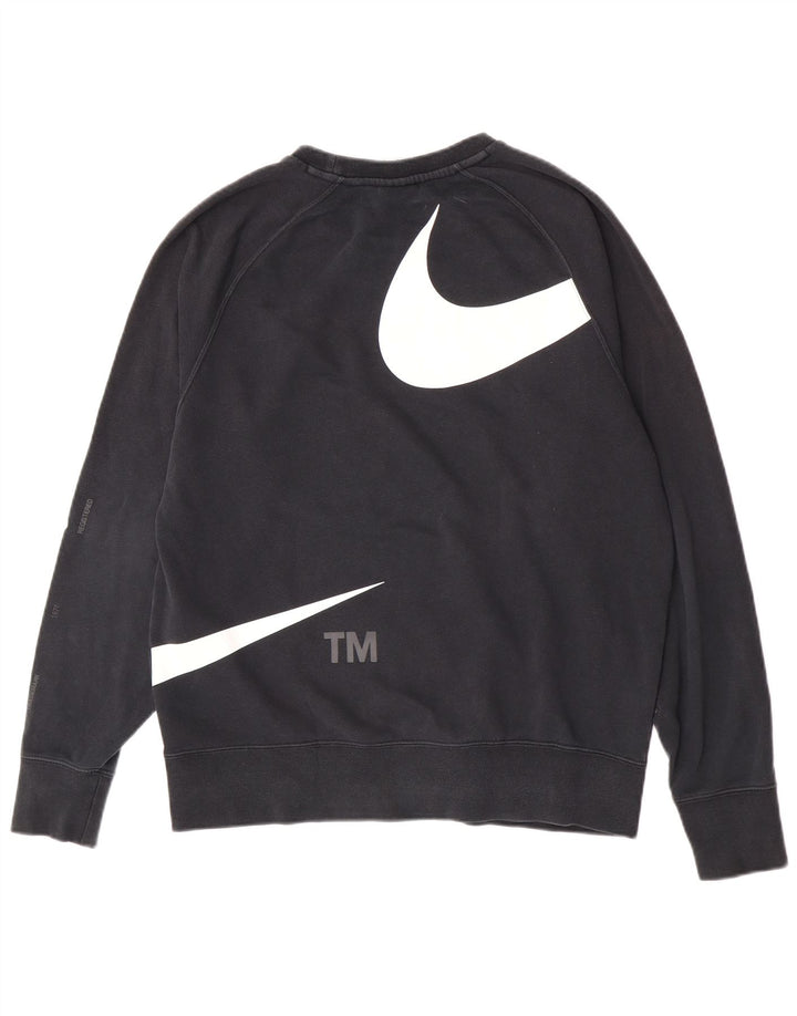Felpa con grafica Swoosh Nike da uomo, cotone medio nero