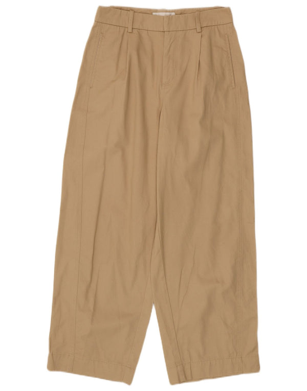 Pantaloni chino larghi a vita alta da donna Zara piccoli W26 L28 in cotone beige
