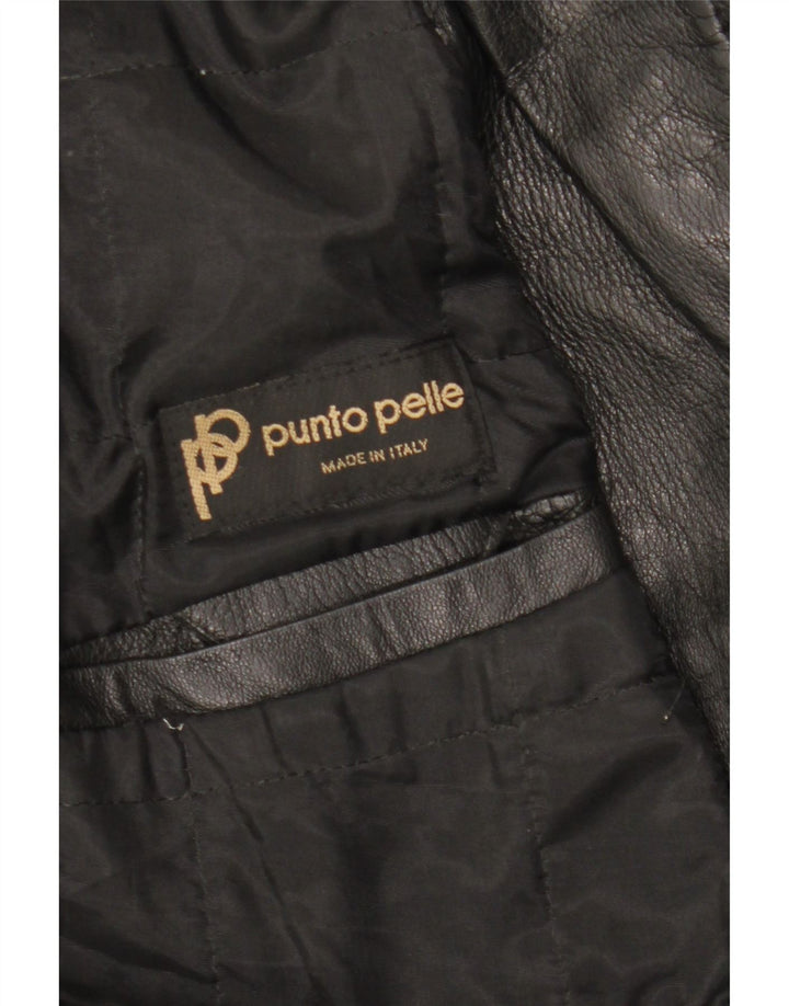 Giacca in pelle oversize da donna vintage EU 40 in pelle nera media