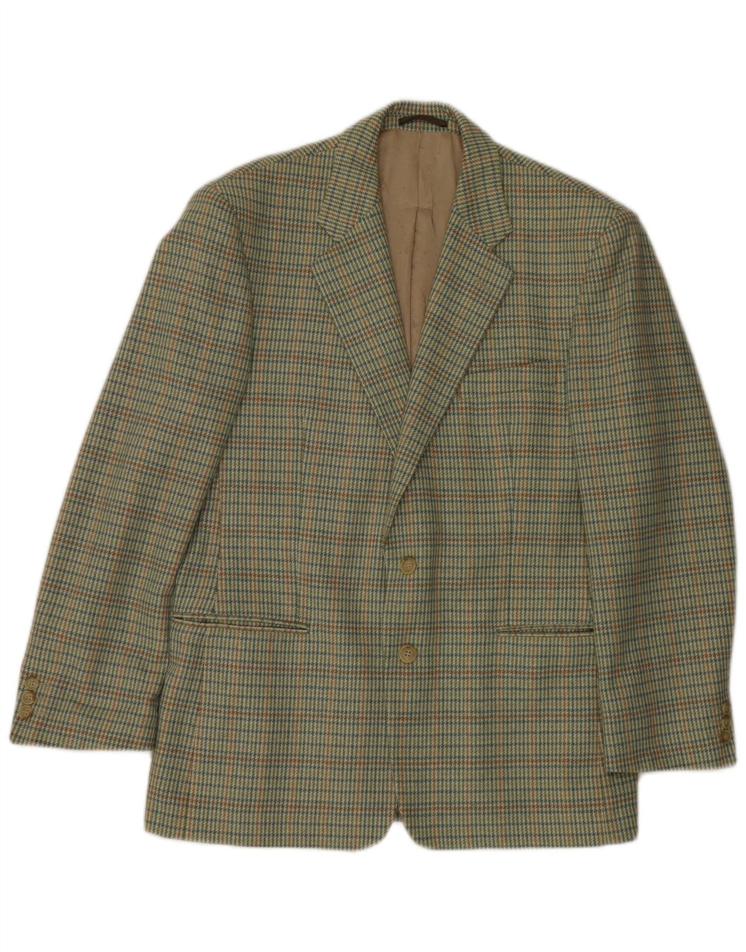 Giacca blazer da uomo a 2 bottoni Lebole IT 50 Large verde pied de poule in lana