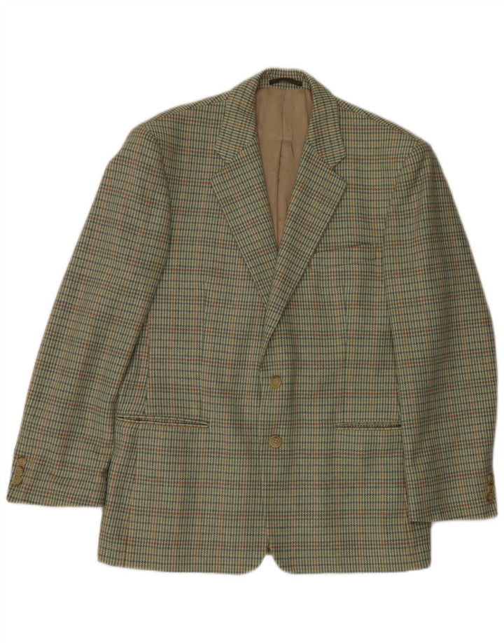 Giacca blazer da uomo a 2 bottoni Lebole IT 50 Large verde pied de poule in lana