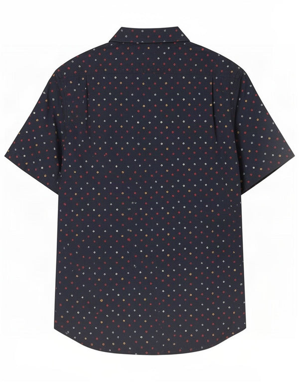 Camicia a maniche corte da uomo Penguin Large in cotone maculato blu navy
