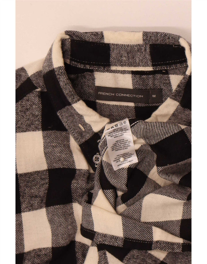 Camicia da uomo in flanella French Connection, cotone a quadri neri medi