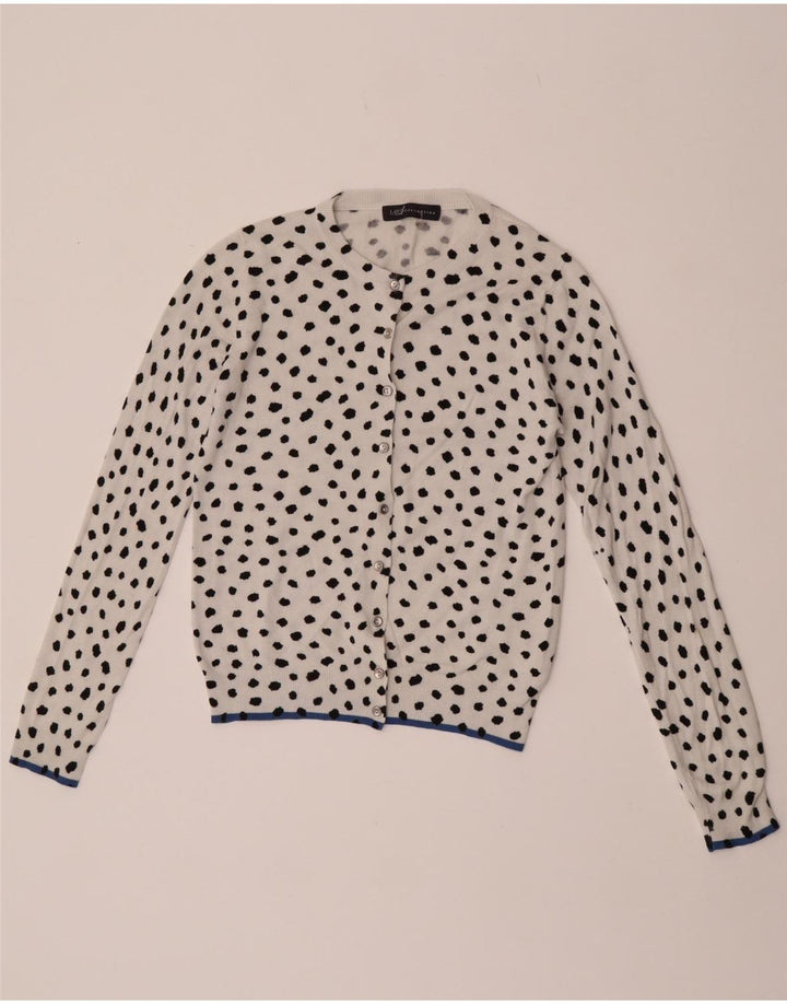 Maglione cardigan da donna Marks & Spencer UK 10 piccola viscosa maculata bianca