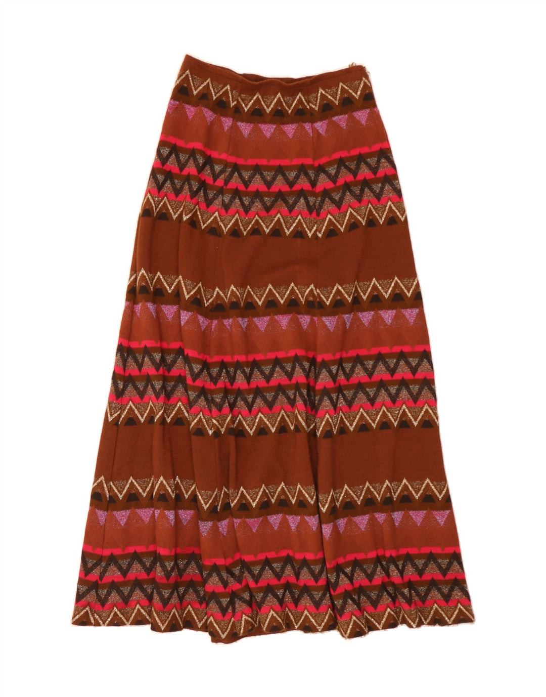 Gonna maxi svasata da donna VINTAGE IT 42 media W30 multicolore geometrica