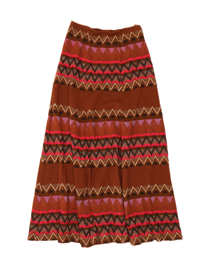 Gonna maxi svasata da donna VINTAGE IT 42 media W30 multicolore geometrica
