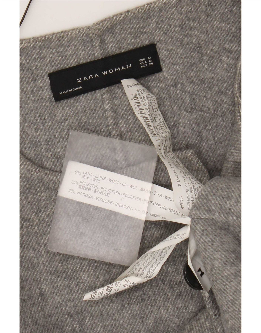 Cappotto doppiopetto da donna Zara UK 14 Lana grigio medio