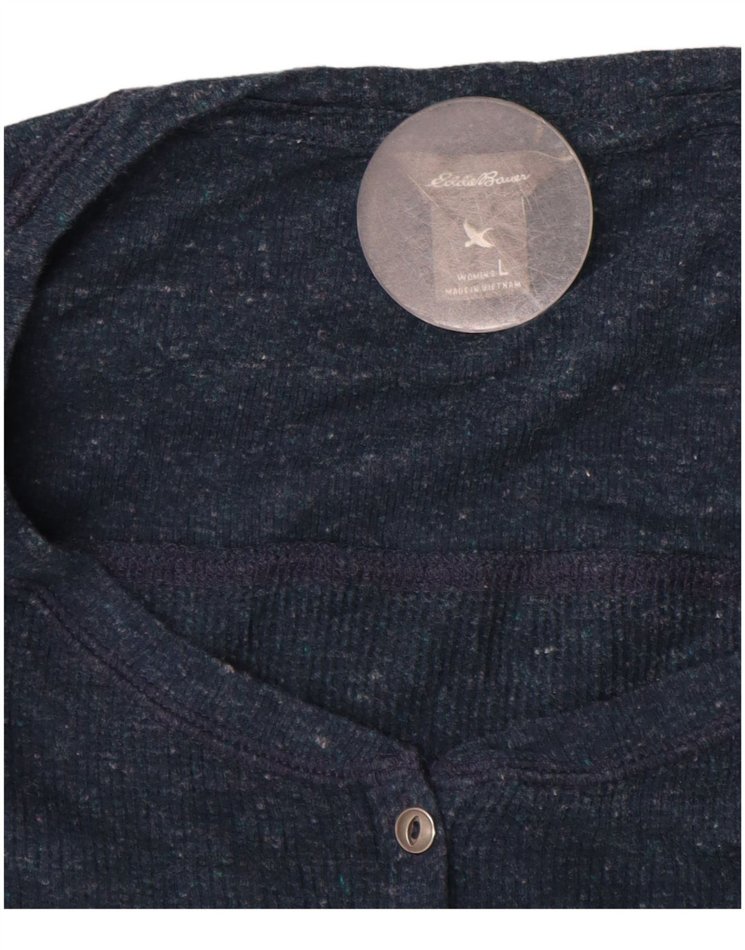 EDDIE BAUER Top da donna a maniche lunghe UK 16 Large in cotone blu navy