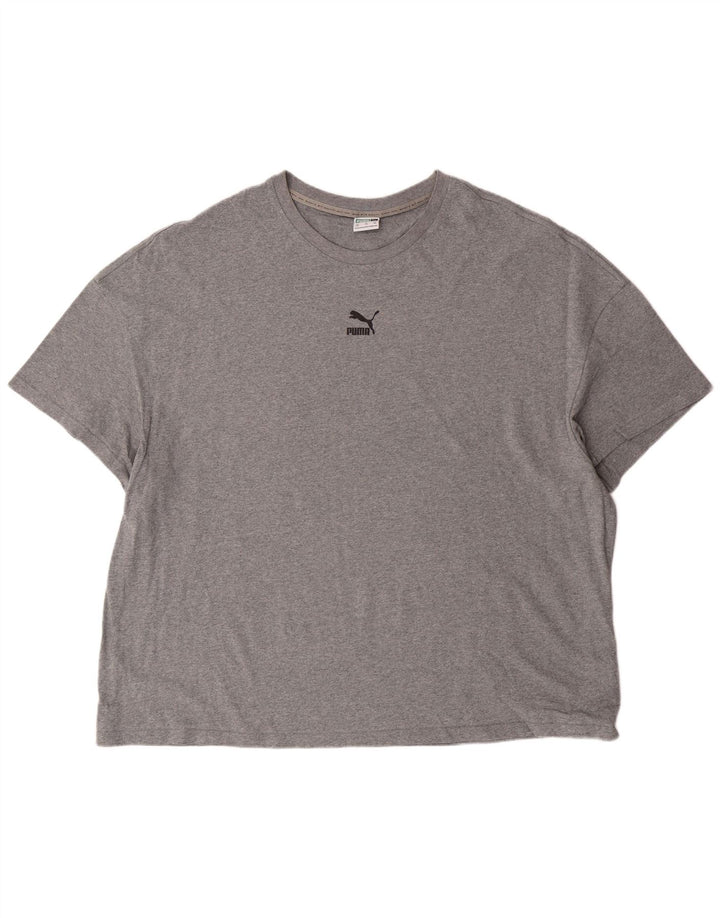 T-shirt grafica da uomo Puma Top 2XL in cotone grigio