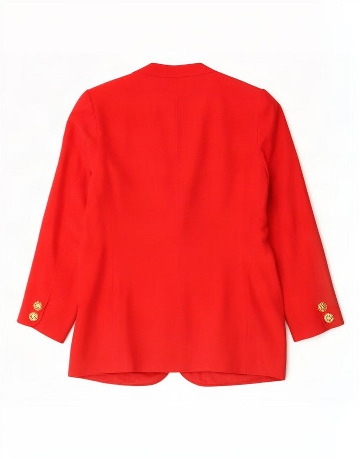 Giacca blazer vintage da donna a 2 bottoni UK 14 grande seta rossa
