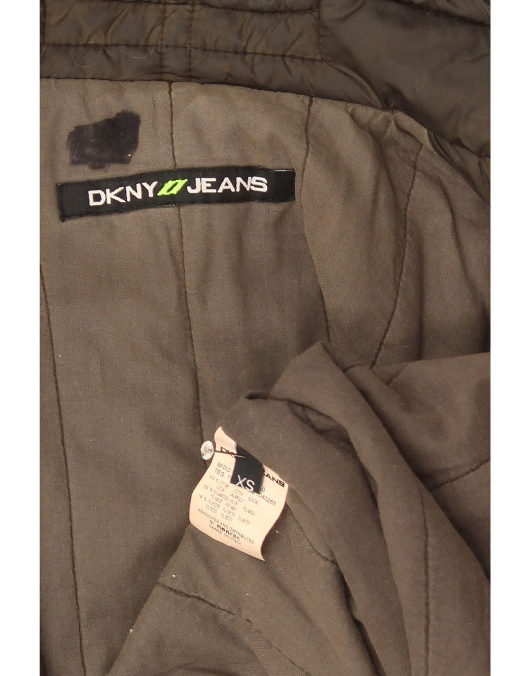 Cappotto imbottito da donna Dkny UK 6 XS cotone kaki
